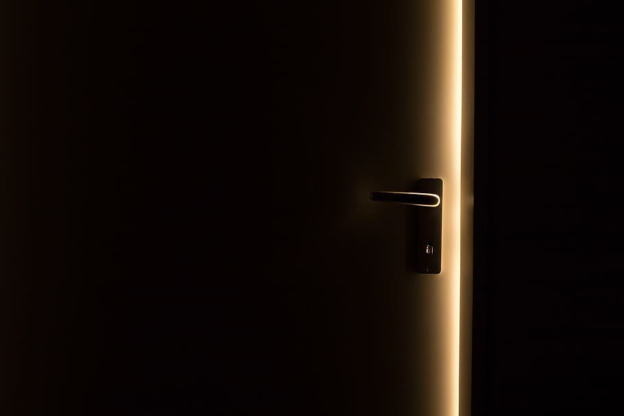 untitled, dark, door, door handle, light, doorknob, ajar, metal HD wallpaper