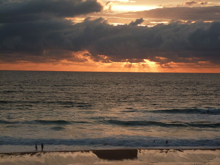Ocean, Sunset, Dusk, abendstimmung, sea, nature, beach, scenics HD wallpaper