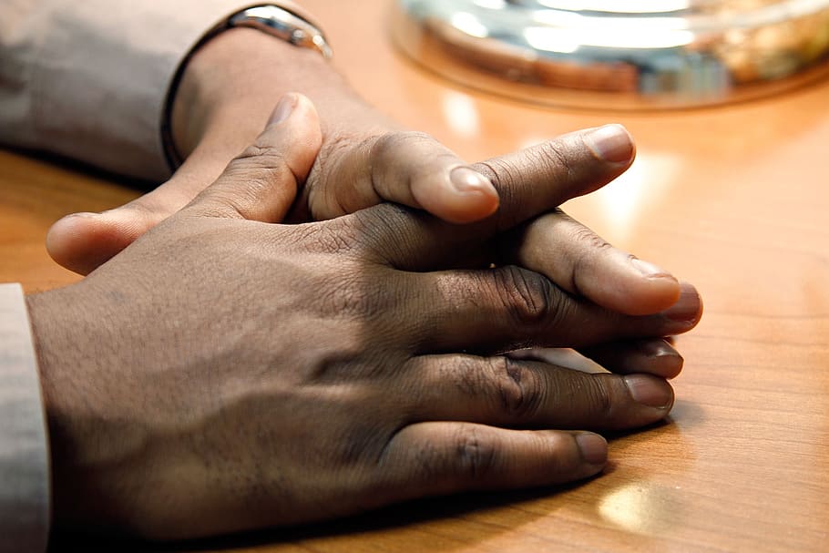 person's hand on brown wooden table, hands, folder, man, male HD wallpaper