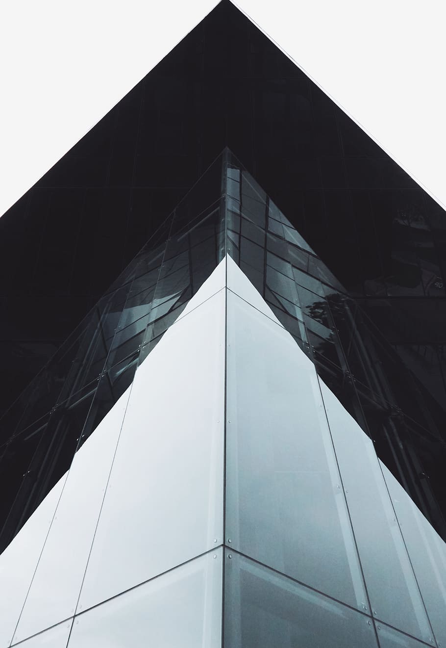 architectural photography of glass building, worm's eyeview photography of high rise building HD wallpaper