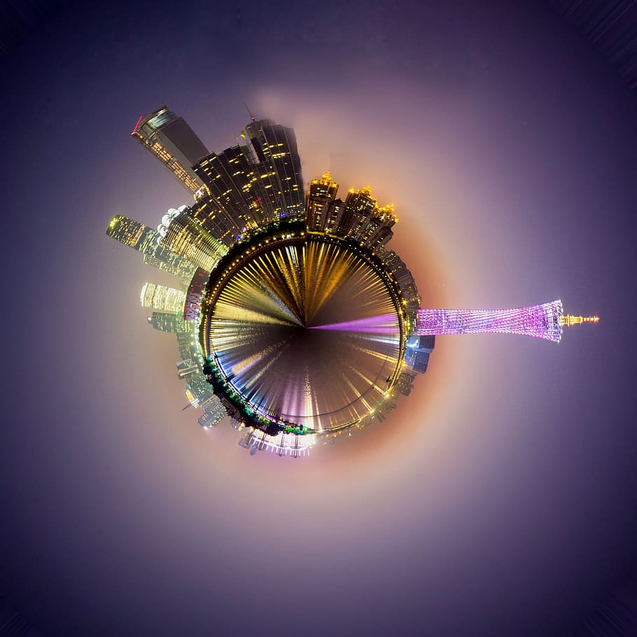 canton, night view, scenery, architecture, illuminated, skyscraper HD wallpaper