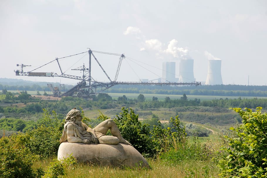 Brown Coal Mining, Leipzig, lake störmthal, outlook, sculpture