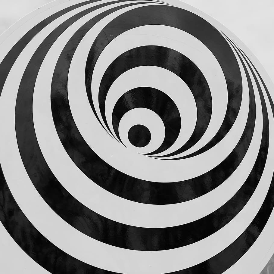round black and white striped illustration, Optical, Deception HD wallpaper