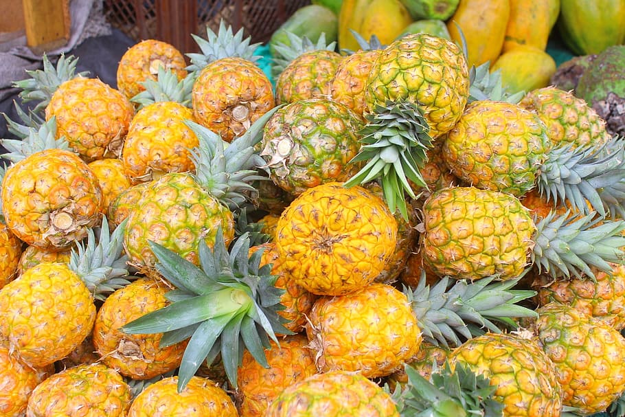 pile of pineapple, Gallery, Fruit, Yellow, Food, healthy, vegetables HD wallpaper
