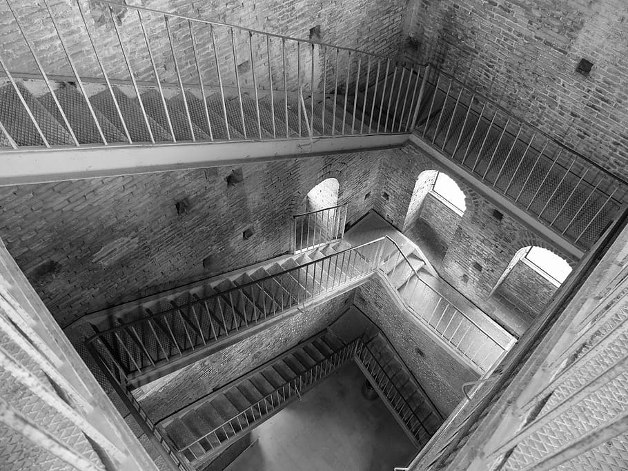 stairs old, tower, torre, lucca, italy, architecture, built structure HD wallpaper