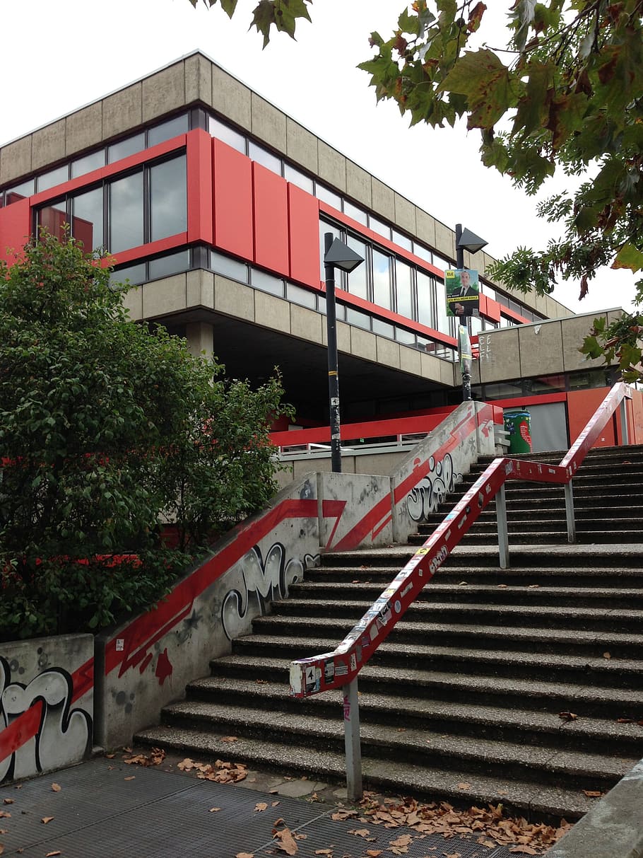 university, cologne, mensa, stairs, architecture, built structure