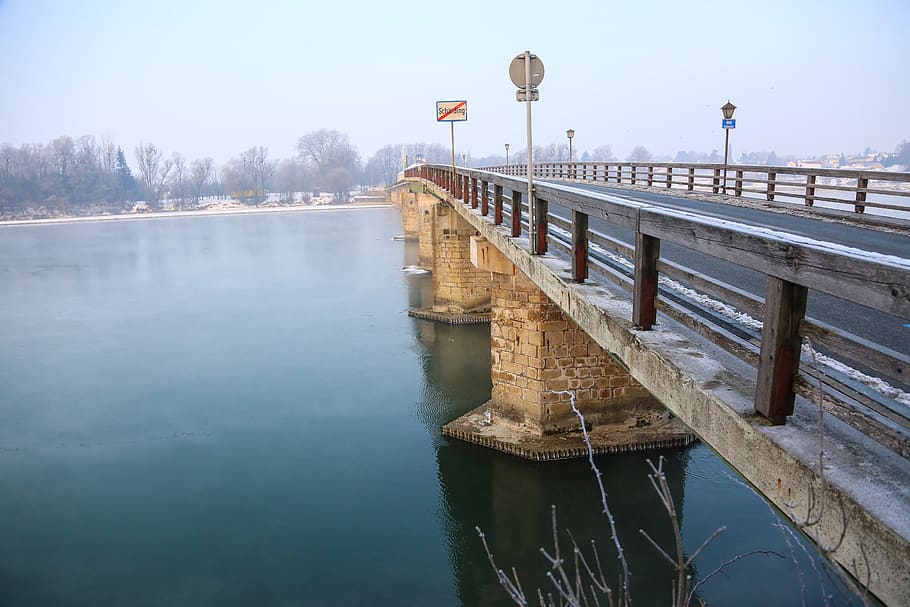 waters, river, bridge, reflection, sky, nature, architecture HD wallpaper