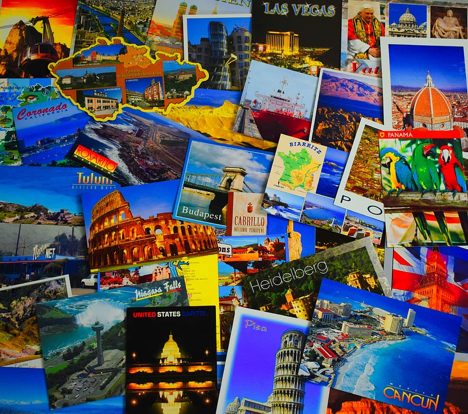 landmark portrait lot, postcard, collage, travel, tourism, collection, HD wallpaper