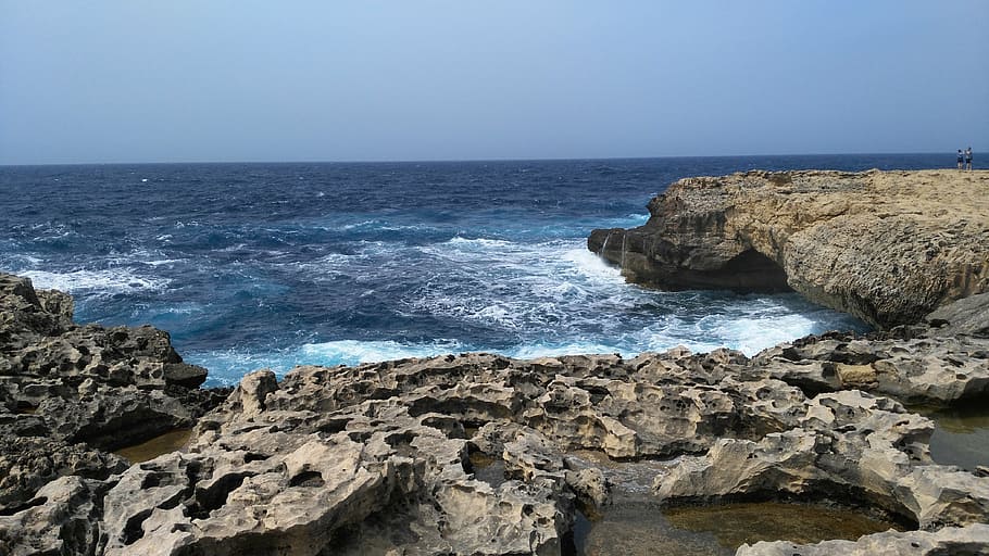 sea, malt, joy, beach, blue, paradise, water, window, coastline HD wallpaper