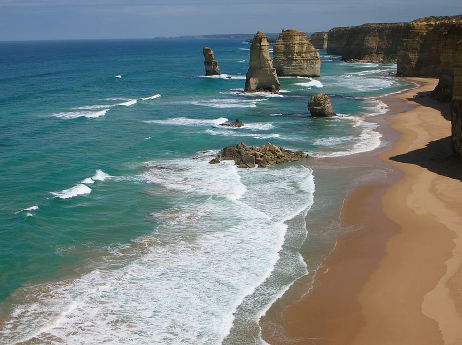 sea waves crushing on rocks, ocean, great ocean road, australia, HD wallpaper