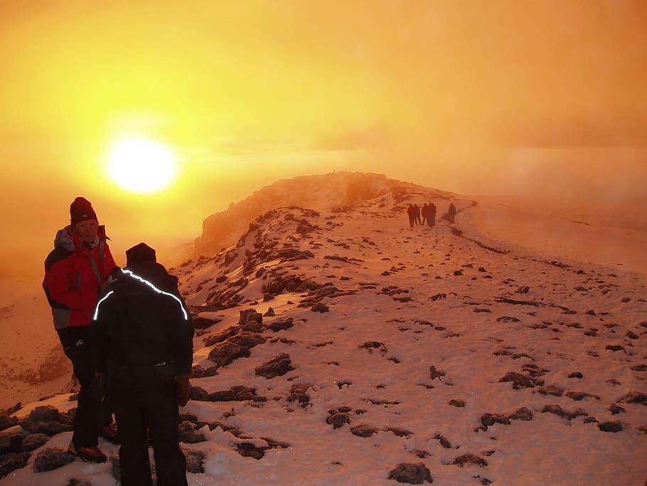 Kilimanjaro, Summit, Africa, Sunrise, two people, sunset, adults only, HD wallpaper