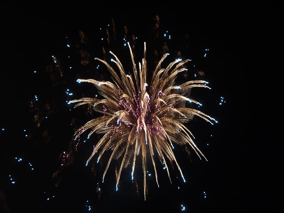fireworks, explosion, shine, night, illuminated, celebration HD wallpaper