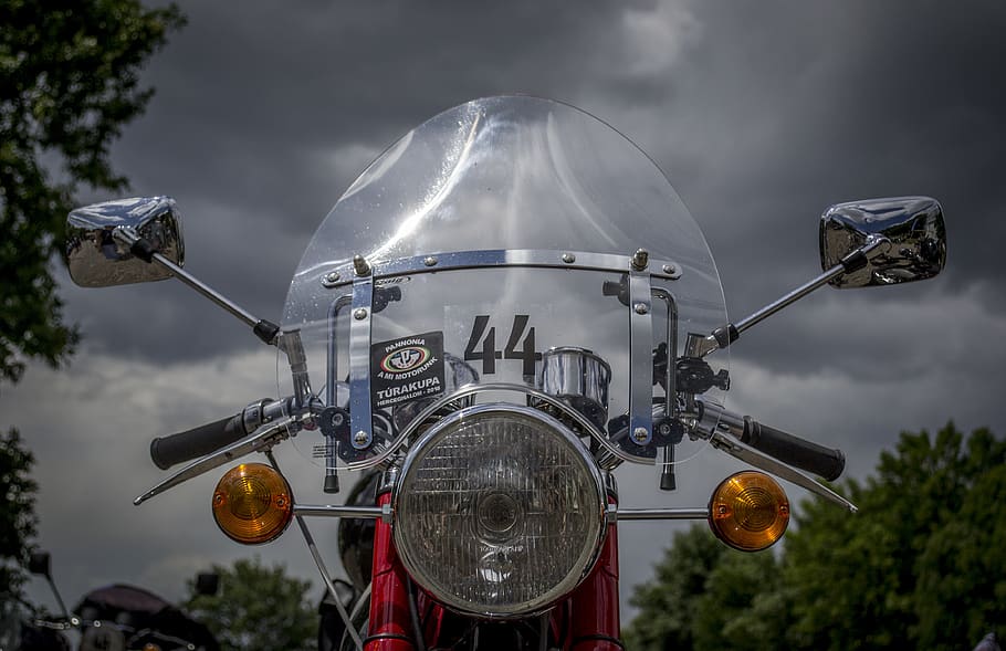 motorcycle, chrome, transport, sky, nature, cloud - sky, no people HD wallpaper
