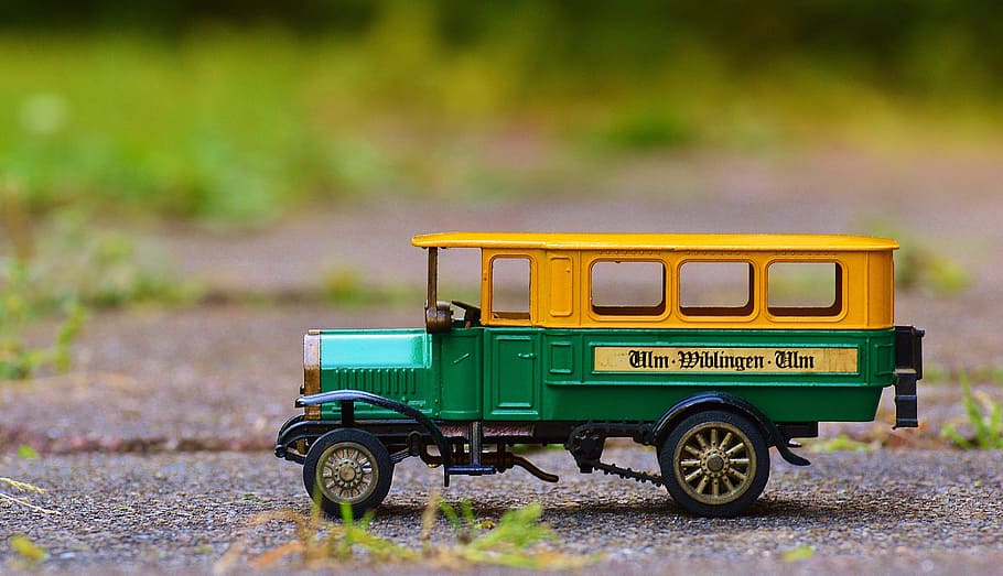 Bus, One, Auto, Model, Oldtimer, green, yellow, transportation HD wallpaper