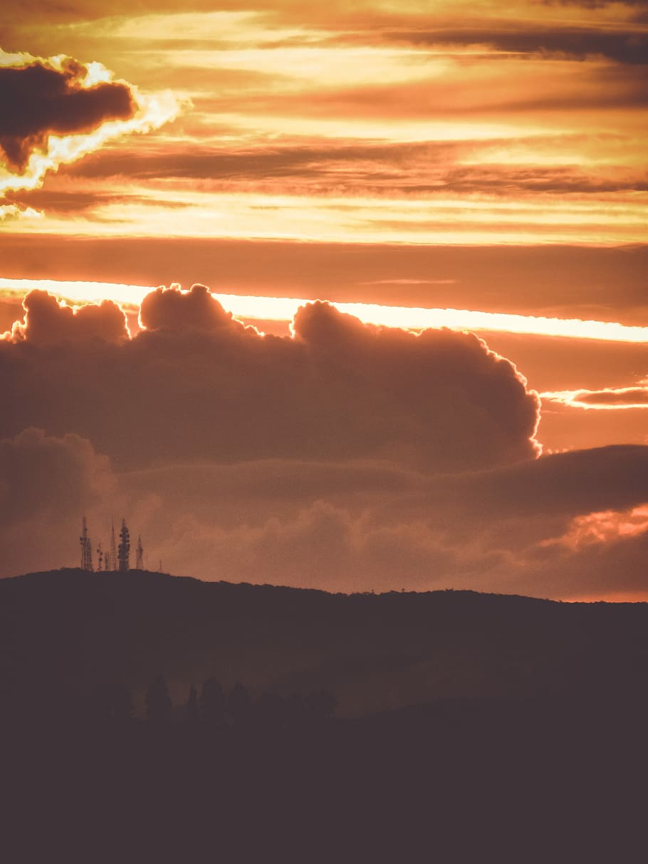 sunset over the horizon, sunset wallpaper, cloud, silhouette HD wallpaper