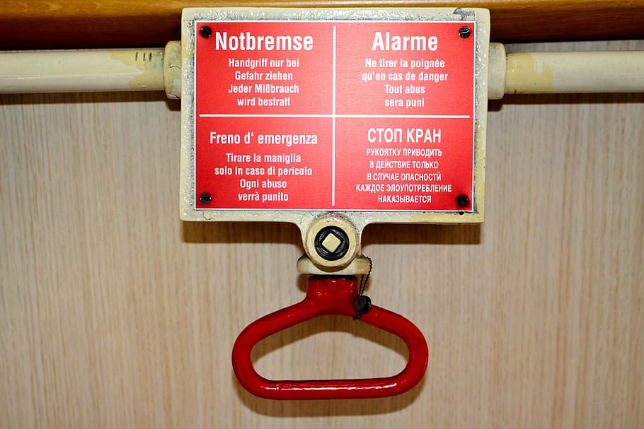 emergency brake, train, risk, technical device, red, text, urgency HD wallpaper