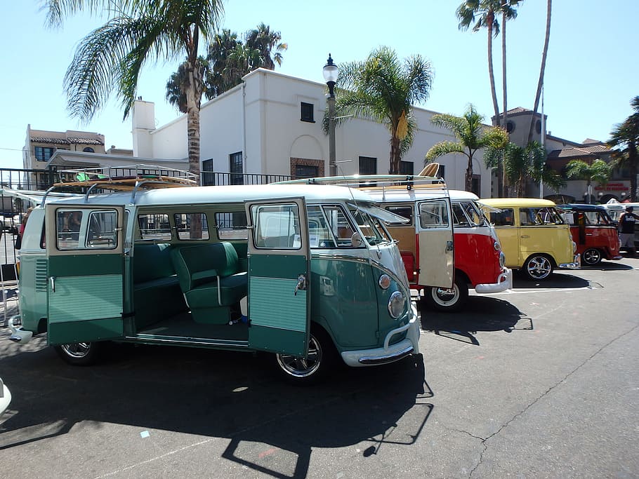 Volkswagen T1 parked on parking space during daylight, California, HD wallpaper