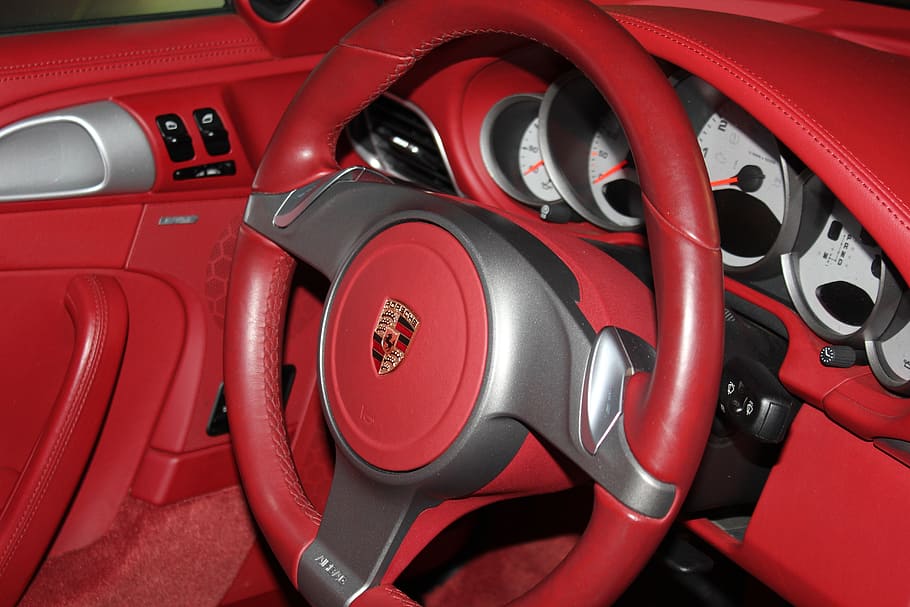 Hd Wallpaper Red Porsche Car Interior Auto Interior Car