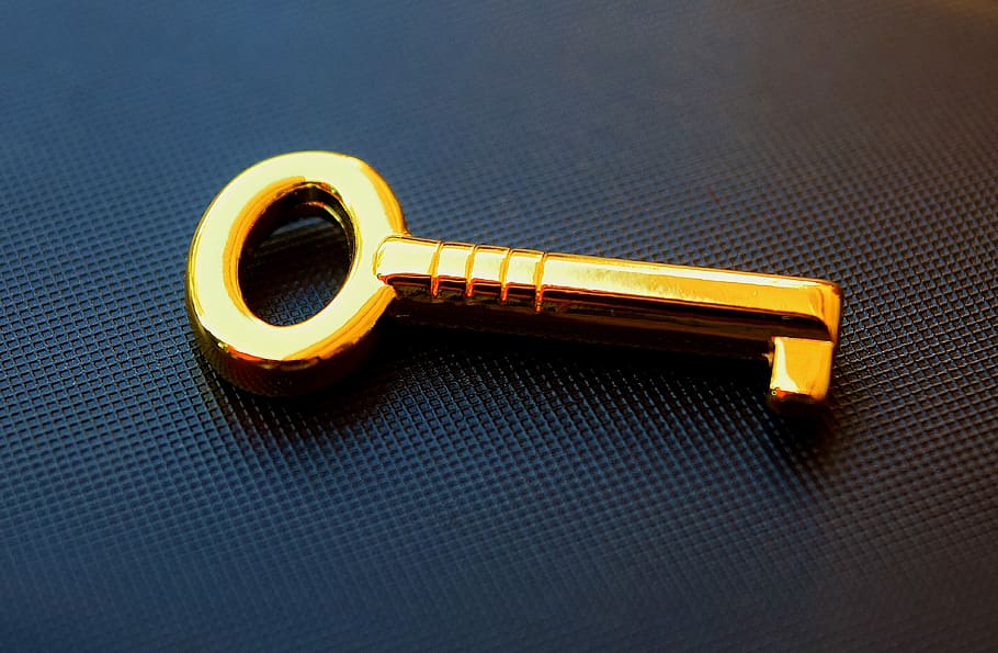gold-colored skeleton key, Golden Key, Close, Security, music