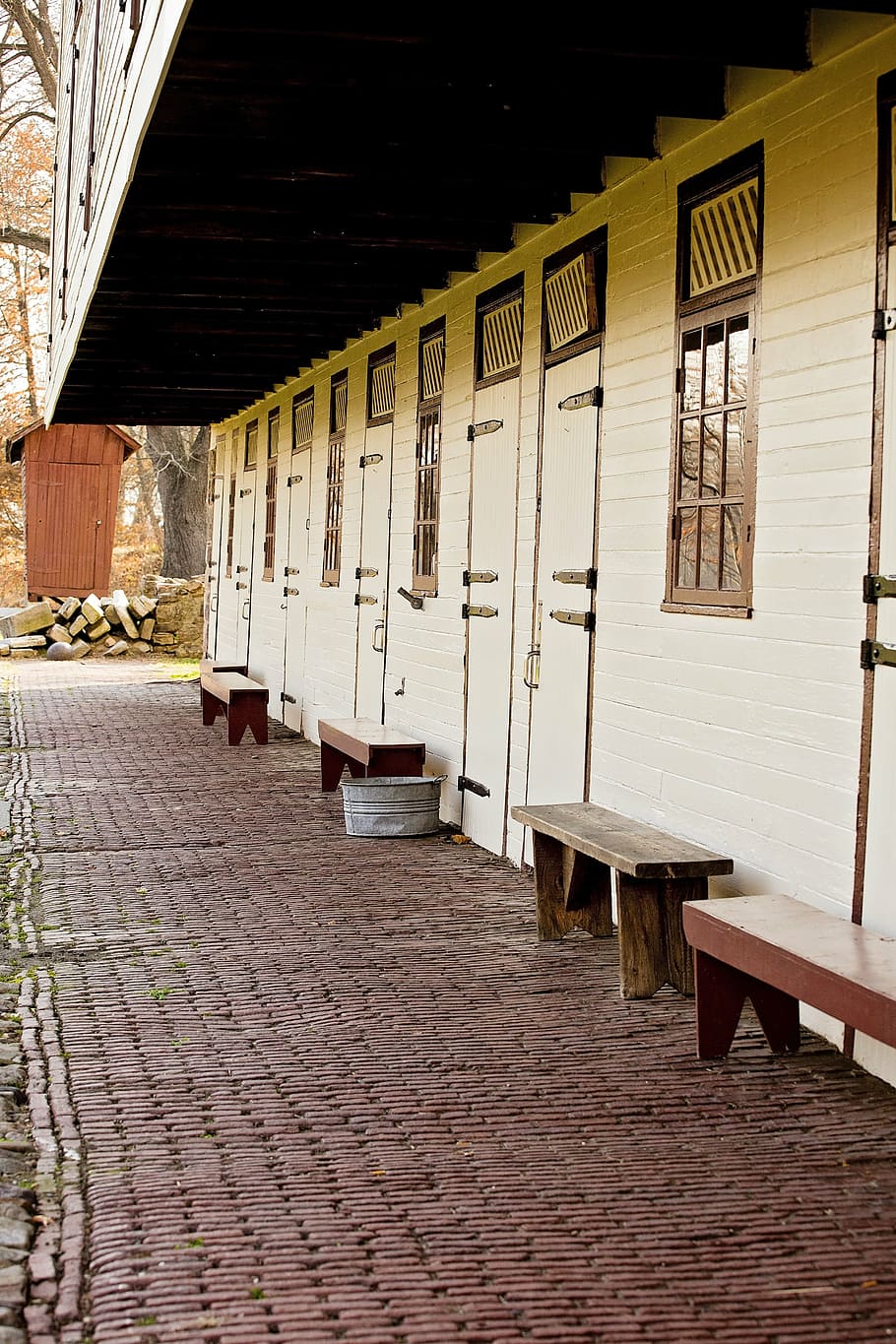 stables, brick walk, building, architecture, built structure HD wallpaper
