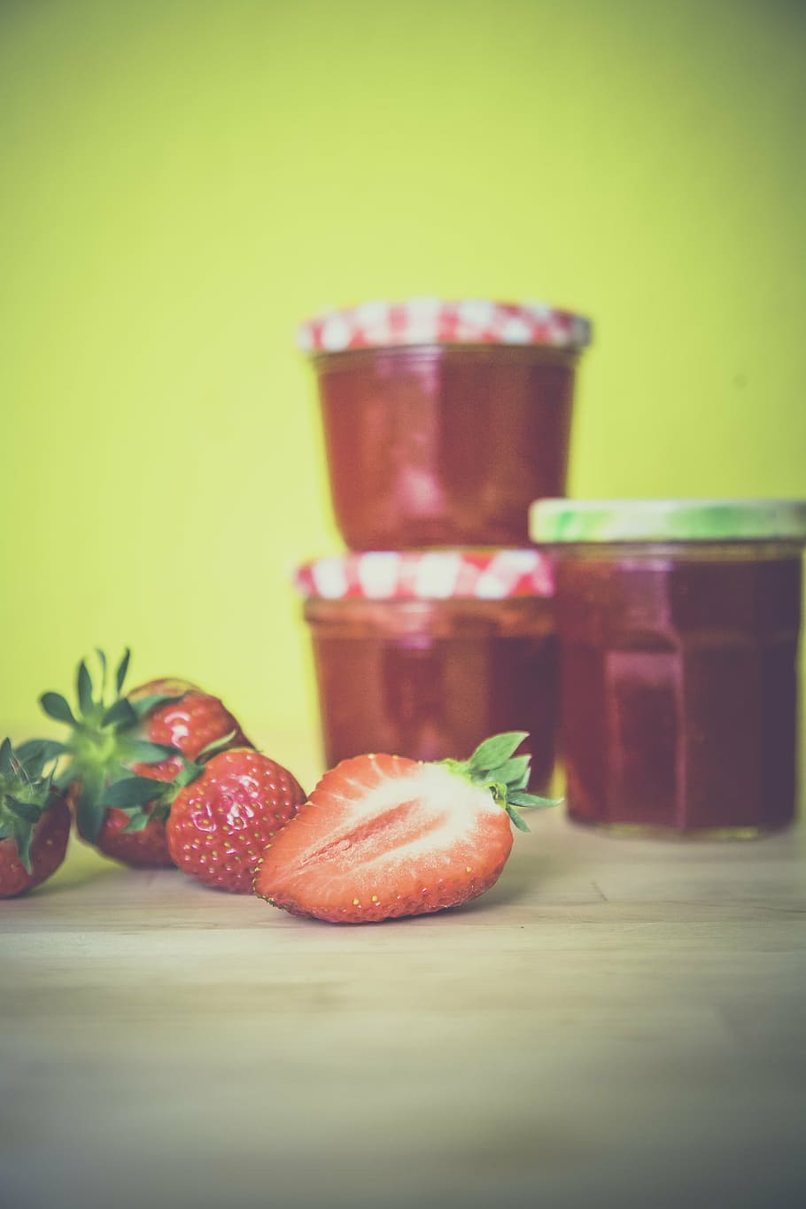 food, fruit, jam, jar, jelly, preserved fruit, strawberries HD wallpaper