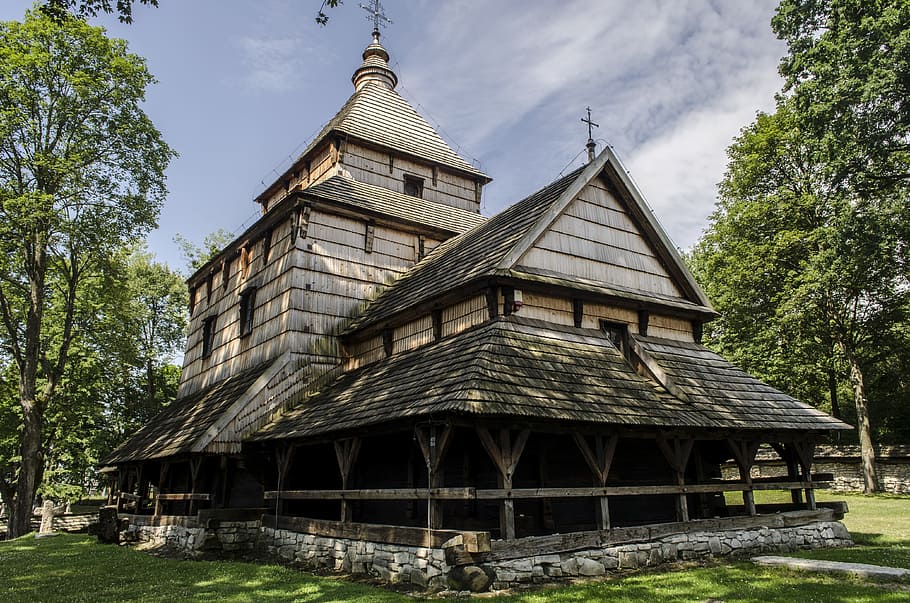 brown wooden house near trees, church, orthodox church, the window, HD wallpaper