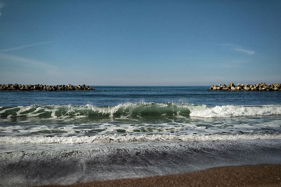 Sky, Sea, Beach, Wave, Natural, landscape, nature, horizon over water HD wallpaper