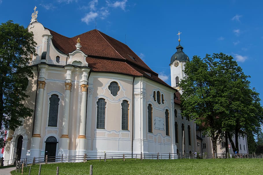 pilgrimage church of wies, rococo, schwangau, religion, art, HD wallpaper