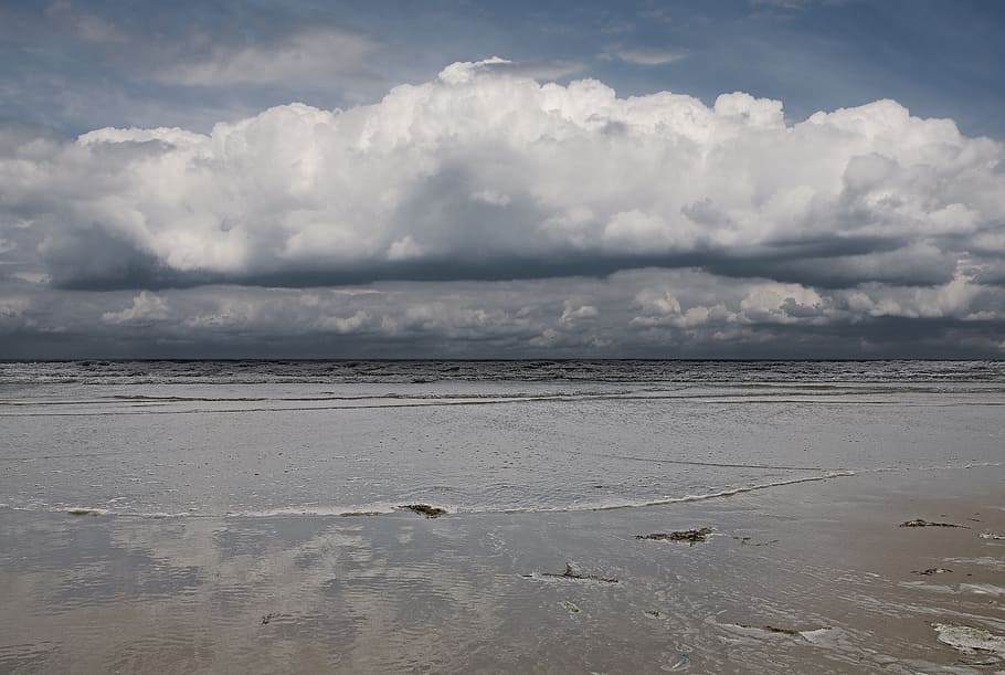 sea, cloud, cloudy sky, landscape, atlantic, ocean, beach, horizon HD wallpaper