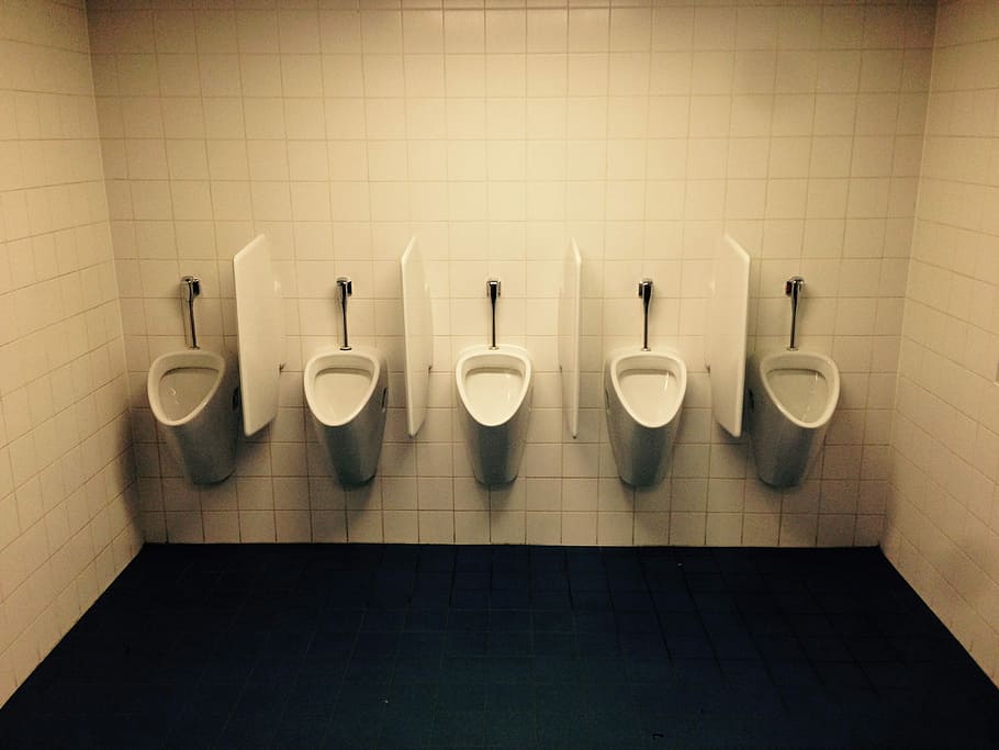Toilet, Men, Urinal, Wc, White, Tiles, gentlemen, latrine, public building, HD wallpaper