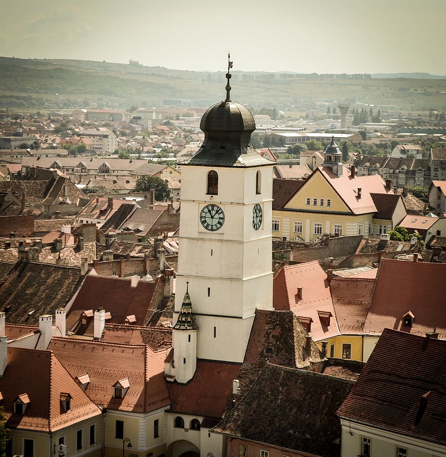 Tower, Council, Sibiu, Building, Town, architecture, building exterior HD wallpaper