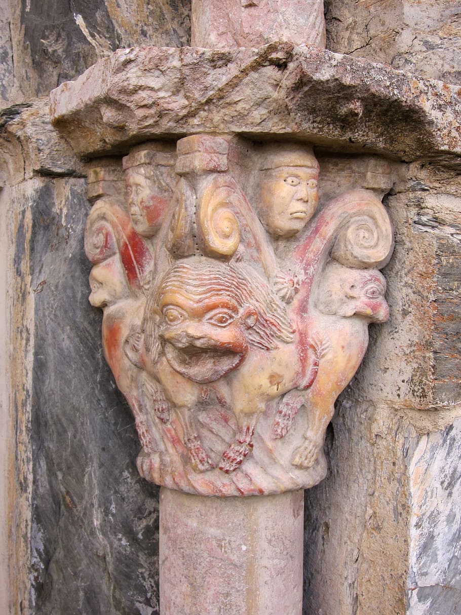 Capital, Serrabone, Priory, Monastery, romanesque, pyrénées-orientales HD wallpaper
