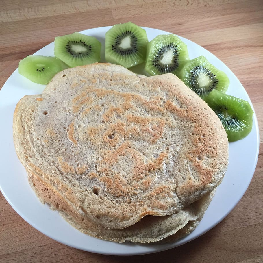 pancake, kiwi, breakfast, food and drink, healthy eating, still life HD wallpaper