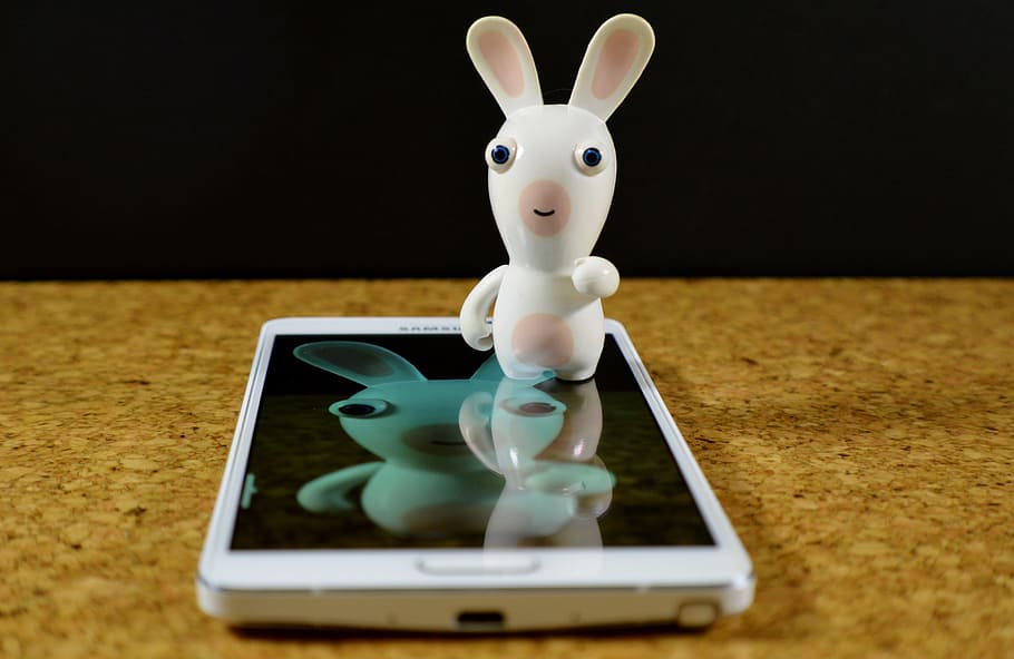 Hare, White, Smartphone, Samsung, funny, figurine, indoors HD wallpaper