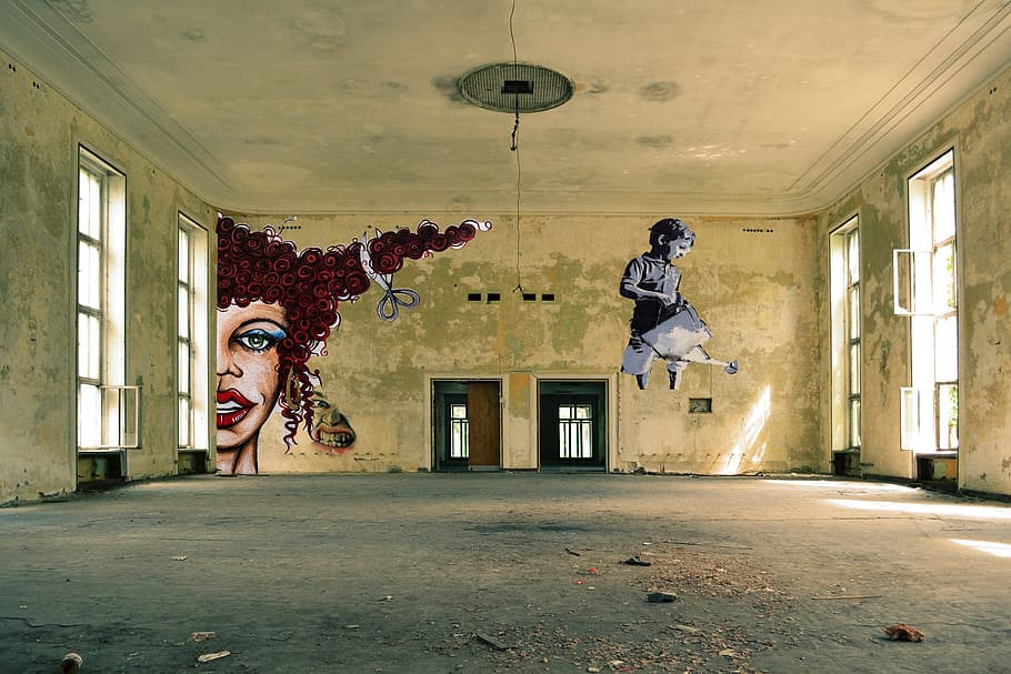 beige painted wall, Graffiti, Room, indoors, architecture, built structure HD wallpaper