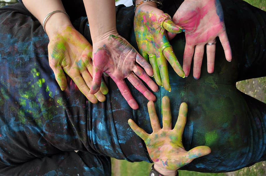 person hand drenched with paint, hands, creative, human hand HD wallpaper