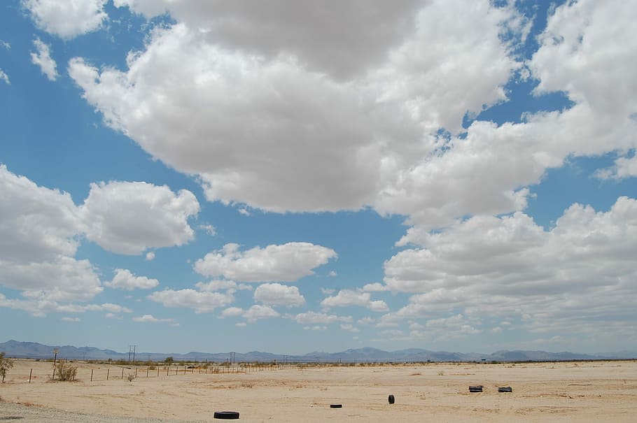 Desert, Clouds, Abandoned, Litter, landscape, southwest, nature HD wallpaper