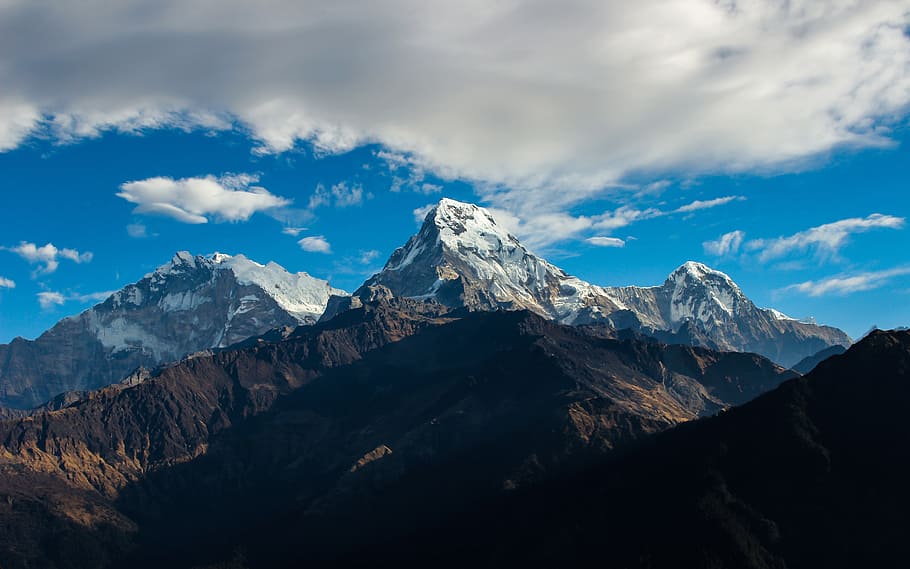 landscape photo of mountains, himalayas, travel, peak, asia, range