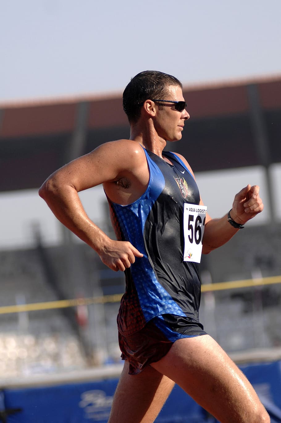 man running on field, runner, marathon, male, competition, race
