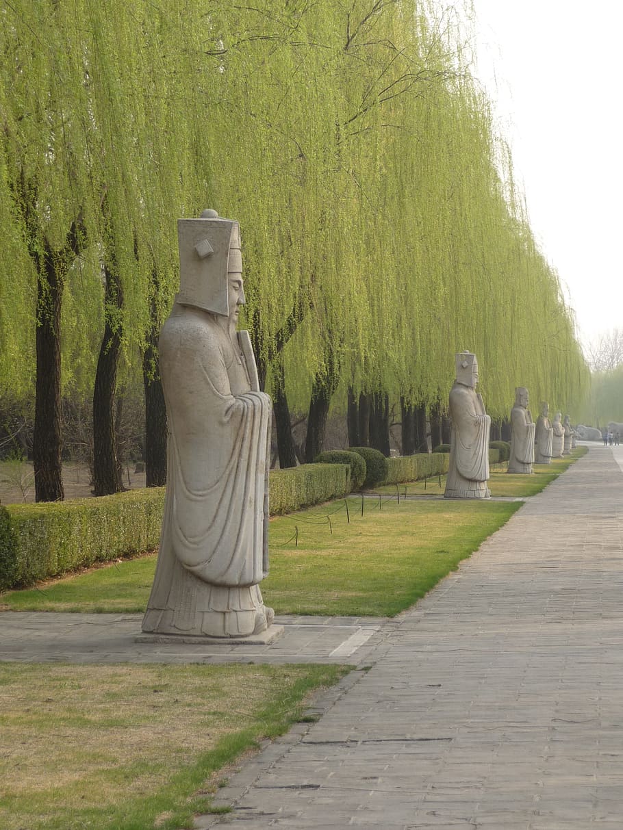 china, statue, tomb, ancient, asia, asian, plant, tree, sculpture HD wallpaper