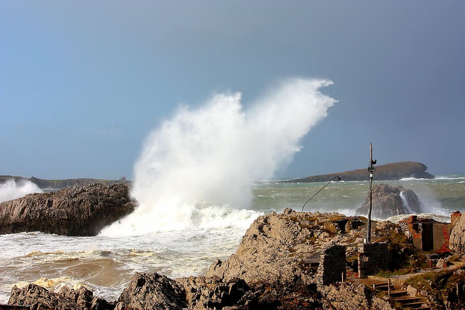 waves, sea, water, side, ocean, atlantic, landscape, sky, energy HD wallpaper