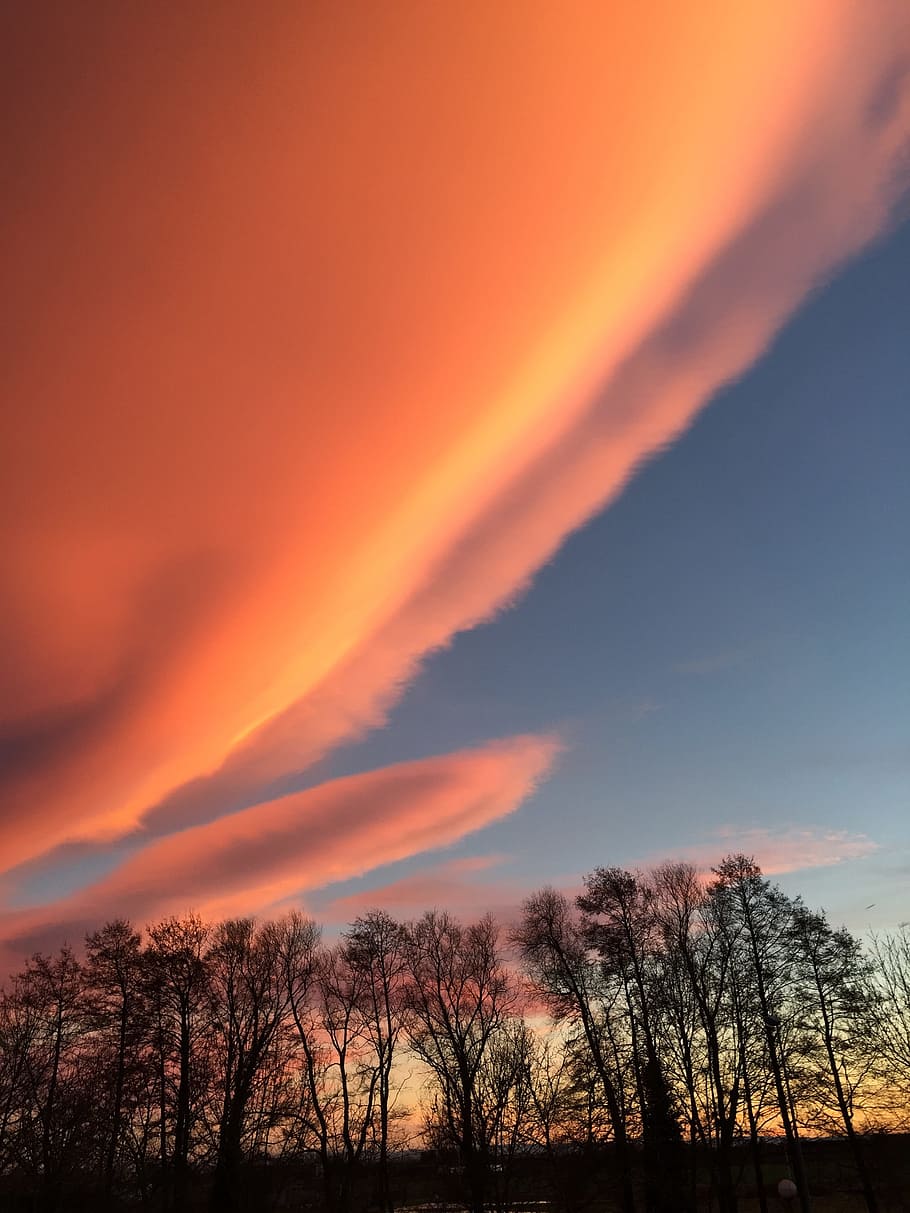 landscape, sky, clouds, sunset, orange color, beauty in nature HD wallpaper