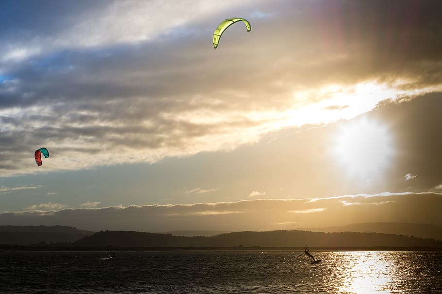 kite surfing, exmouth, sport, water, extreme, wave, board, kite surfer, HD wallpaper