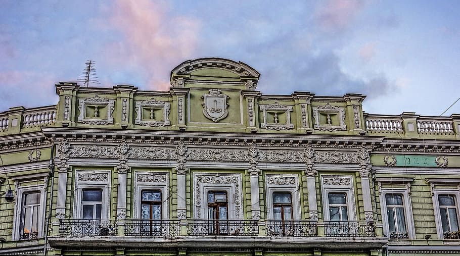 odessa, building, sunset, balcony, building exterior, architecture, HD wallpaper