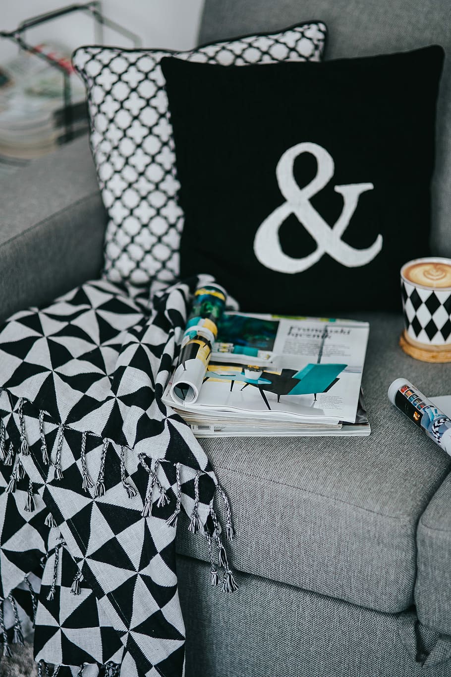 Resting with magazines and cup of coffee, interior, relaxing HD wallpaper