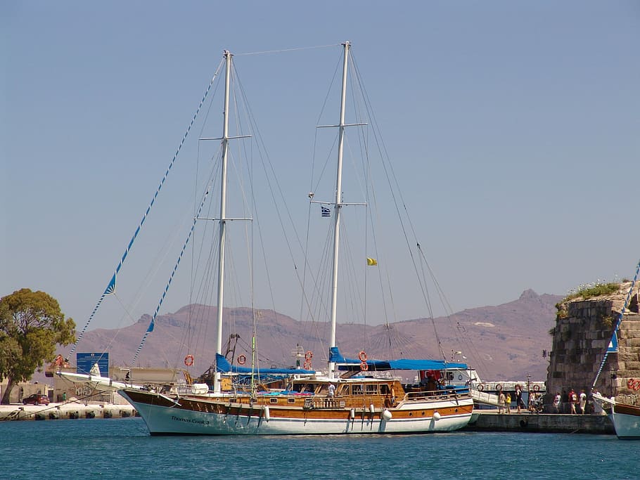 Greece, Kos Island, Sailing, nautical vessel, sea, sailboat HD wallpaper