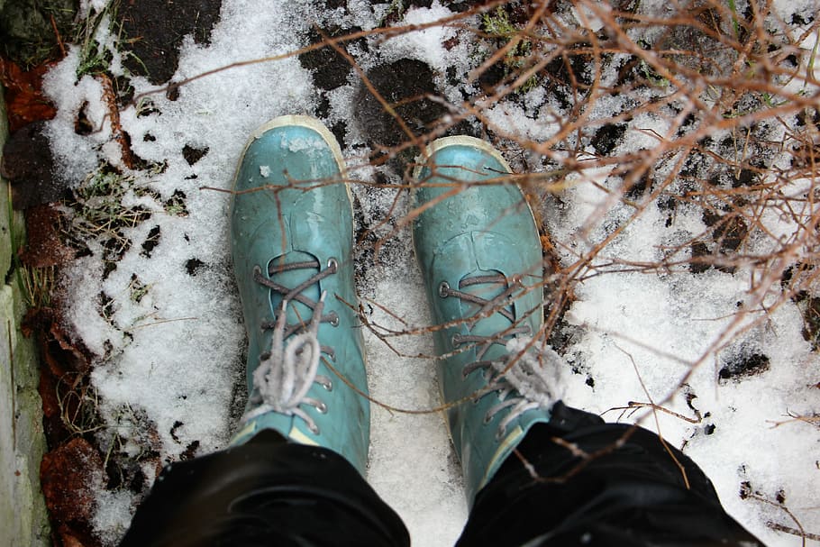 Shoes, Snow, Winter, Cold, Blue, Boots, human Foot, people HD wallpaper