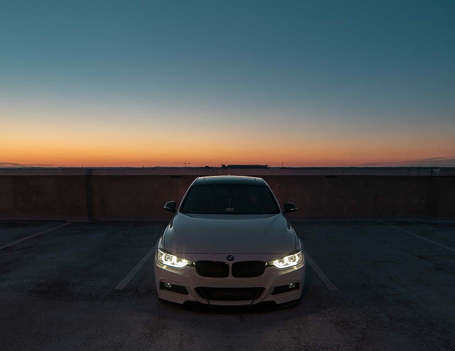 Hd Wallpaper White Bmw Car Near The Wall Parked Selective Focus Photography Of White Bmw Car Wallpaper Flare