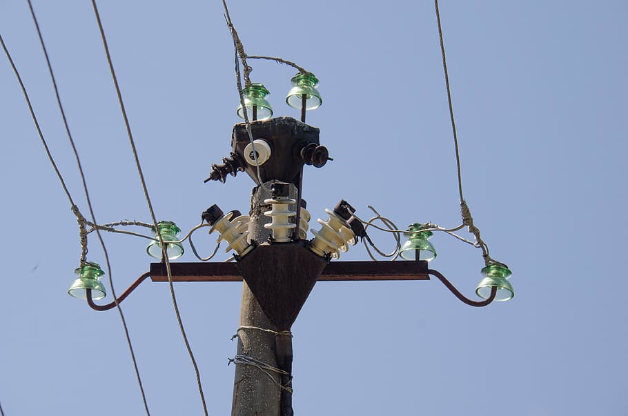post, wire, insulators, electricity, cable, power Line, equipment HD wallpaper