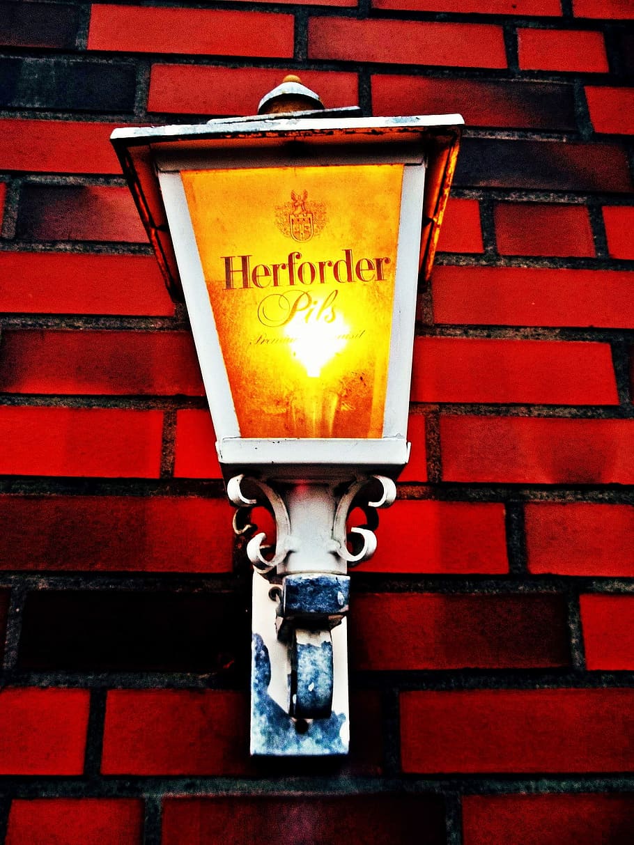 Lantern, Light, Lamp, Home, Brick, red, beer, brick wall, outdoor lighting HD wallpaper